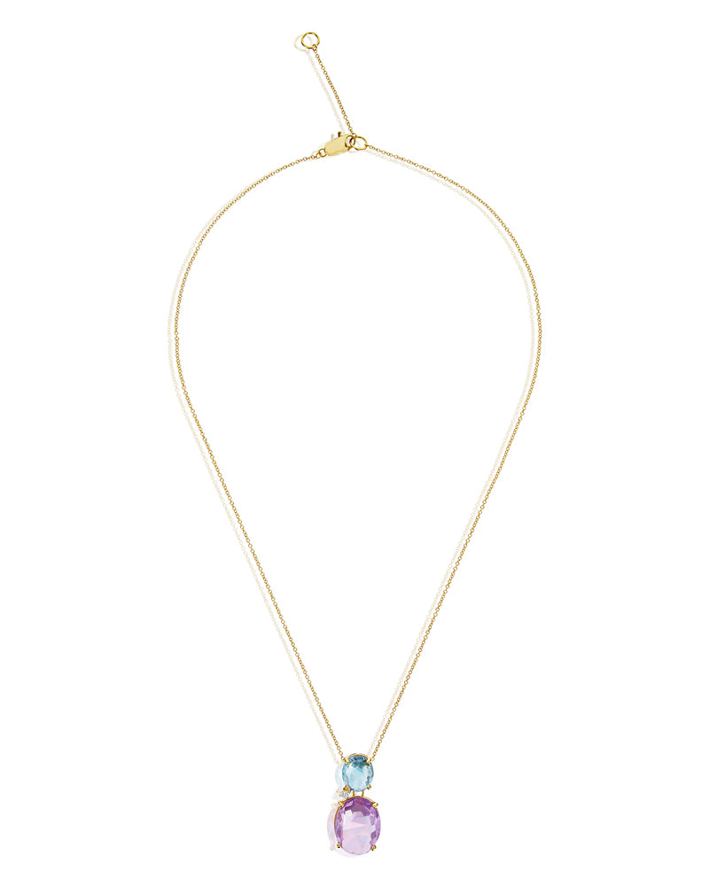 Collana "IPANEMA" in oro, ametista, topazio blu e dettaglio di diamante