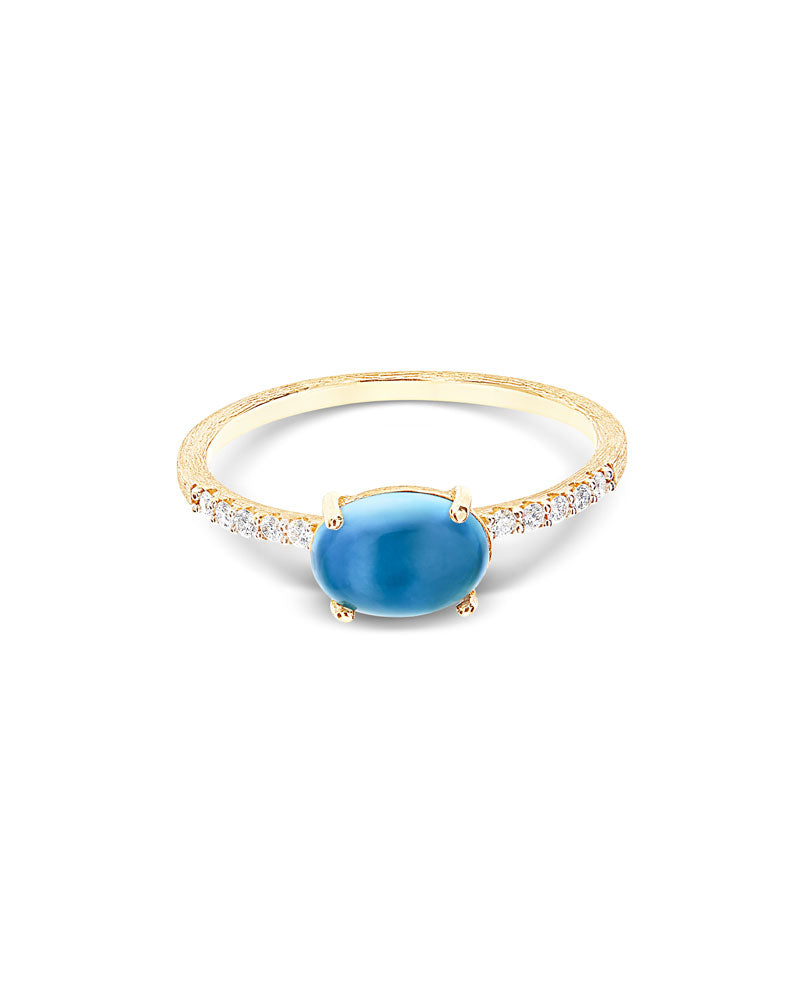 Anello "DANCING AZURE" in oro, diamanti e topazio London blu (medio)