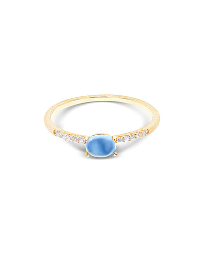 Anello "DANCING AZURE" in oro, diamanti e topazio London blu (piccolo)