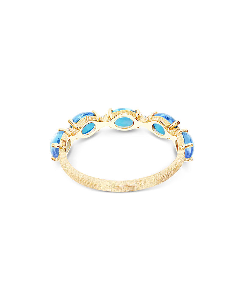 "azure" gold, diamonds and london blue topaz boules ring 