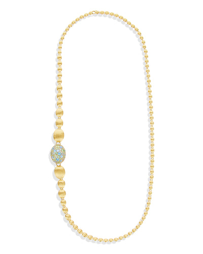 "reverse" gold, blue diamonds, swiss blue topaz, green sapphires and lond blue topaz convertible y necklace (large)