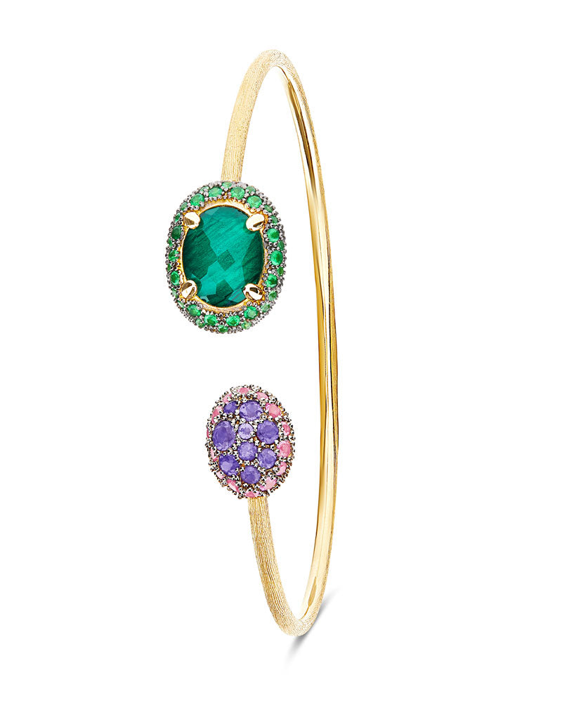Nanis Bracciale a schiava "DANCING REVERSE" in oro, diamanti, tsavorite, ame – Nanis Italian Jewels