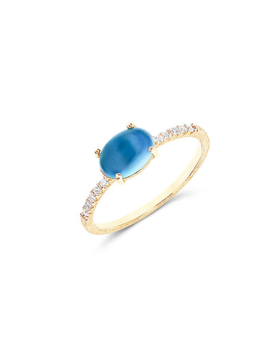 Anello "DANCING AZURE" in oro, diamanti e topazio London blu (medio)