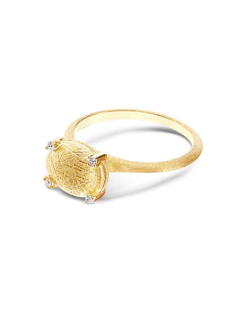 Anello "IPANEMA" inciso a mano in oro e diamanti