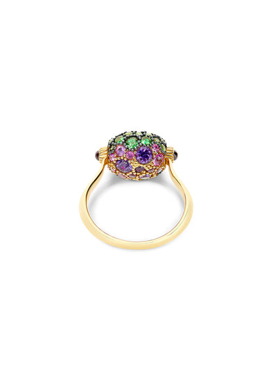 "reverse" gold, sapphire, tsavorite, amethyst, green labradorite and rock crystal doube-face ring (small) 