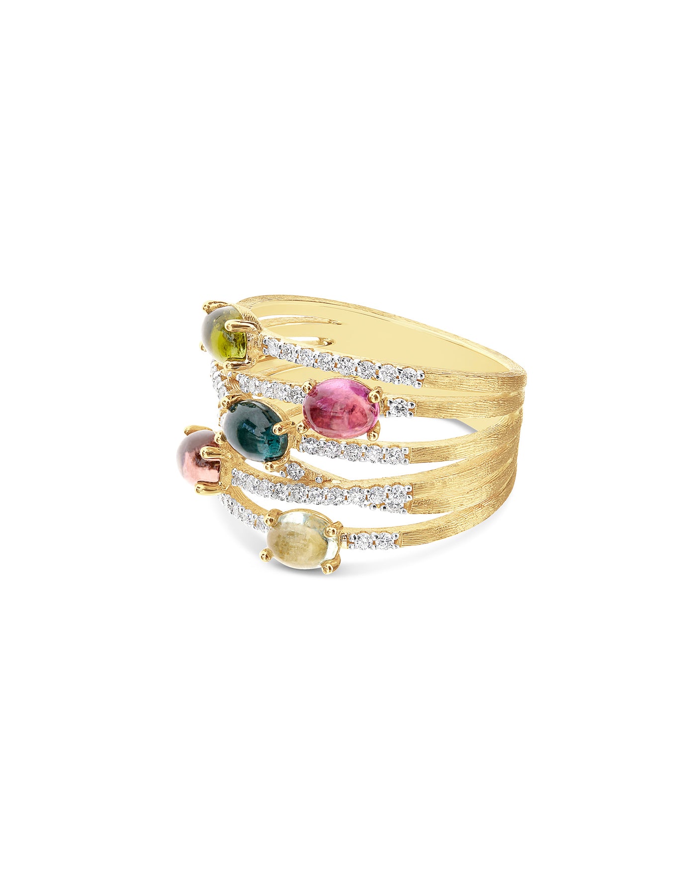 RING "DANCING TOURMALINES" AUS GOLD, DIAMANTEN UND FARBIGEN TURMALINEN