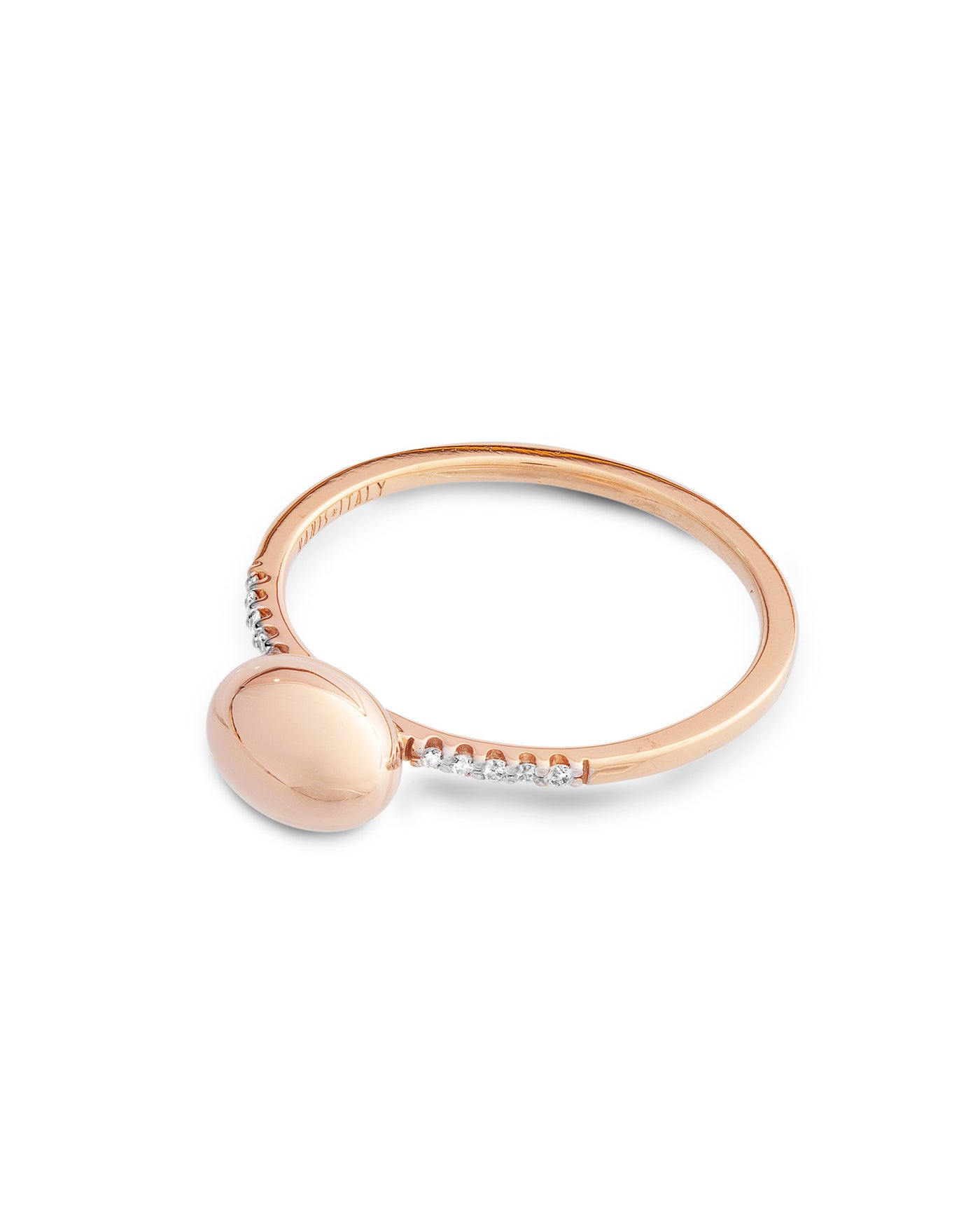 "dancing Élite" rose gold boule and diamonds pavé ring (small)