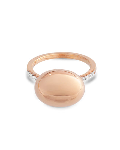 "dancing élite" rose gold boule and diamonds pavé ring (large) 