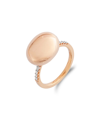 "dancing Élite" rose gold boule and diamonds pavé ring (large)