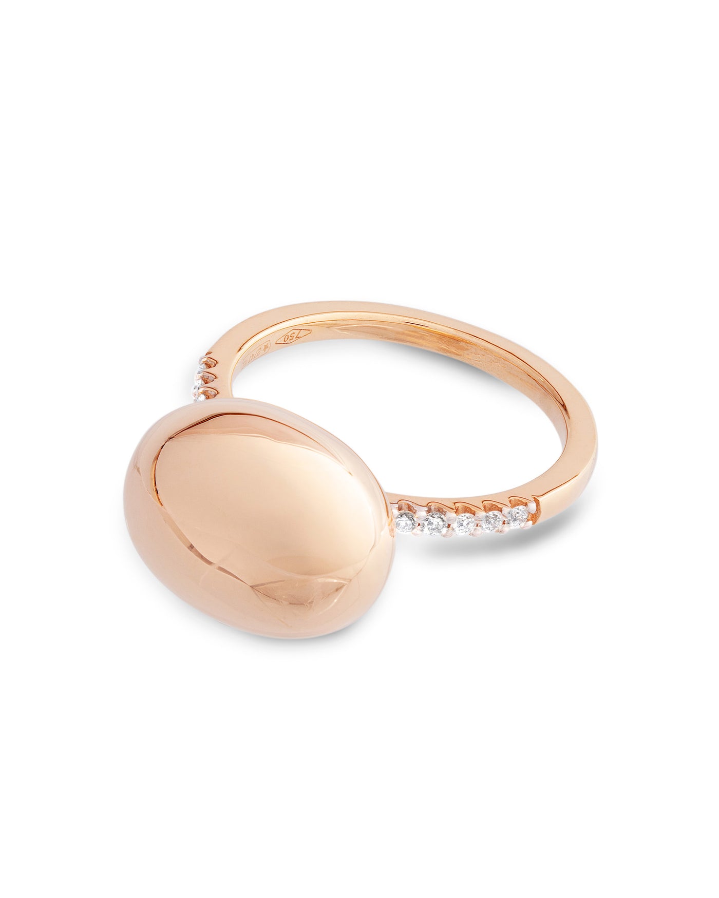 "dancing Élite" rose gold boule and diamonds pavé ring (large)