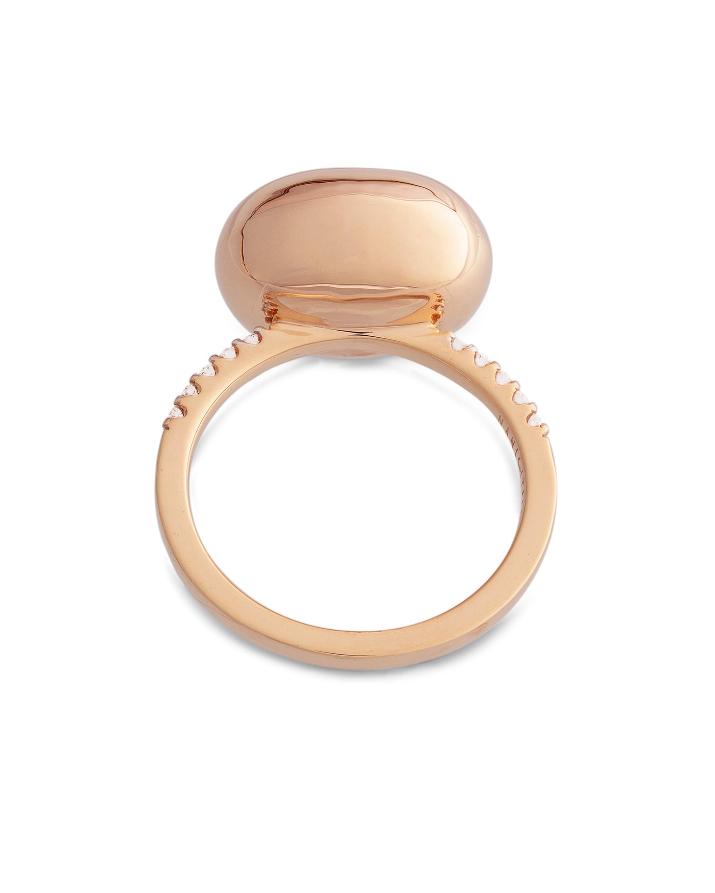 "dancing Élite" rose gold boule and diamonds pavé ring (large)