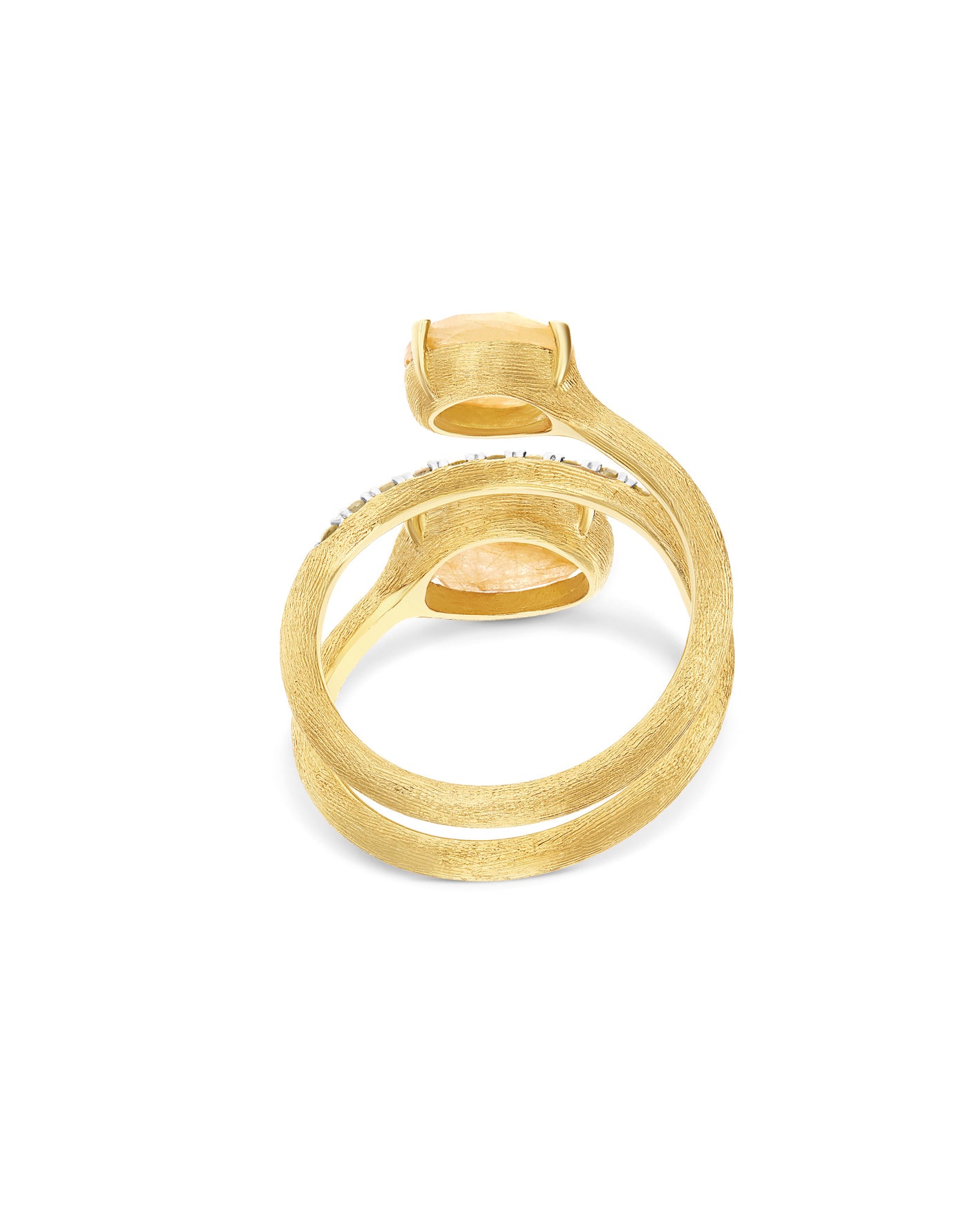 "ipanema" yellow rutilated quartz, diamonds and 18kt gold spiral ring