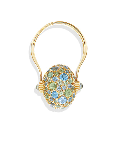 "reverse" gold, blue diamonds, swiss blue topaz, green sapphires and london blue topaz double-face rimg (medium) 