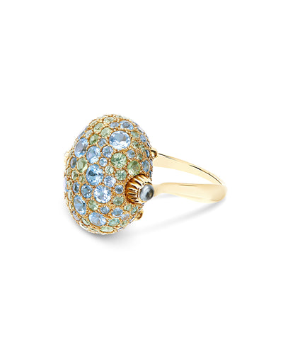 "reverse" gold, blue diamonds, swiss blue topaz, green sapphires and london blue topaz double-face rimg (large) 