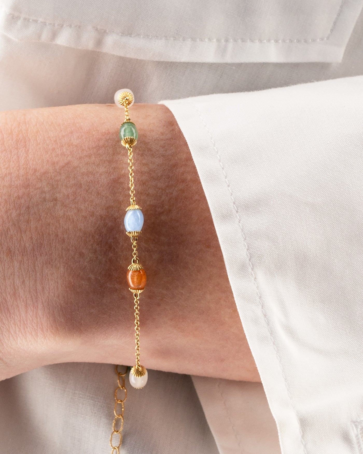 "Rainbow" gold and natural stones bracelet