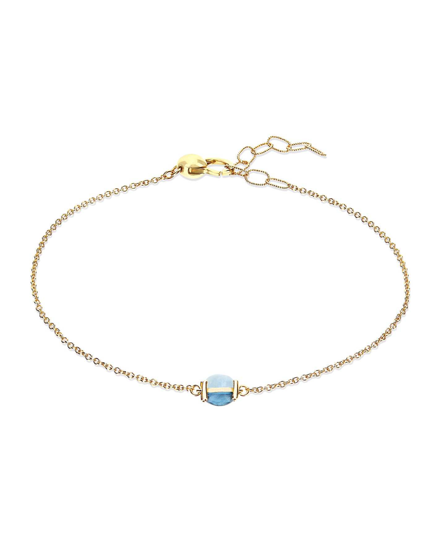 ARMBAND "DANCING AZURE" AUS GOLD, LONDON BLUE TOPAS UND AQUAMARIN