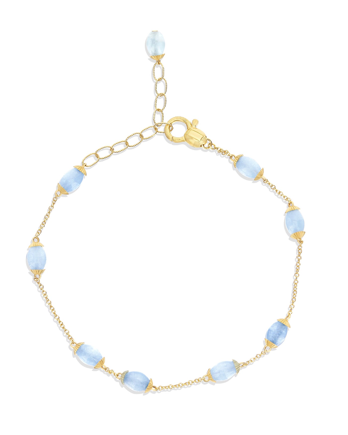 "azure" gold and milky aquamarine bracelet