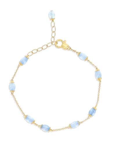 "Azure" gold and milky aquamarine bracelet