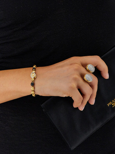 Bracciale IVY "MYSTERY BLACK" con boules in oro, diamanti e onice nero