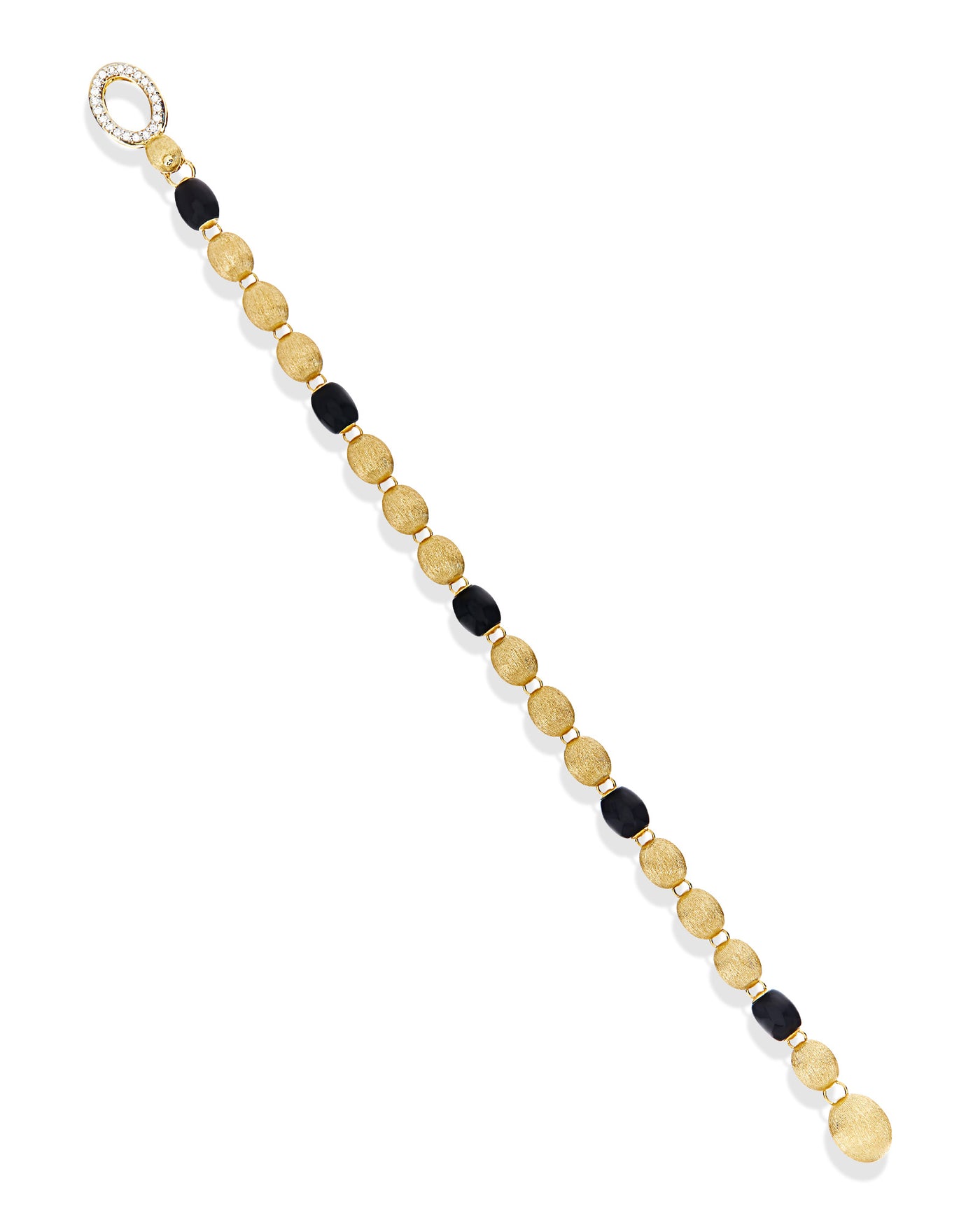 "ivy" gold bracelet with black onyx boules and diamonds