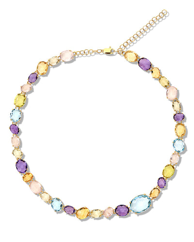 "ipanema" gold, amethyst, blue topaz and quartz necklace
