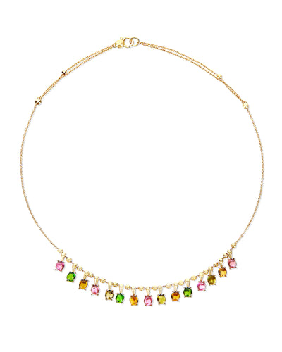 "tourmalines" gold and tourmaline colorful collar necklace