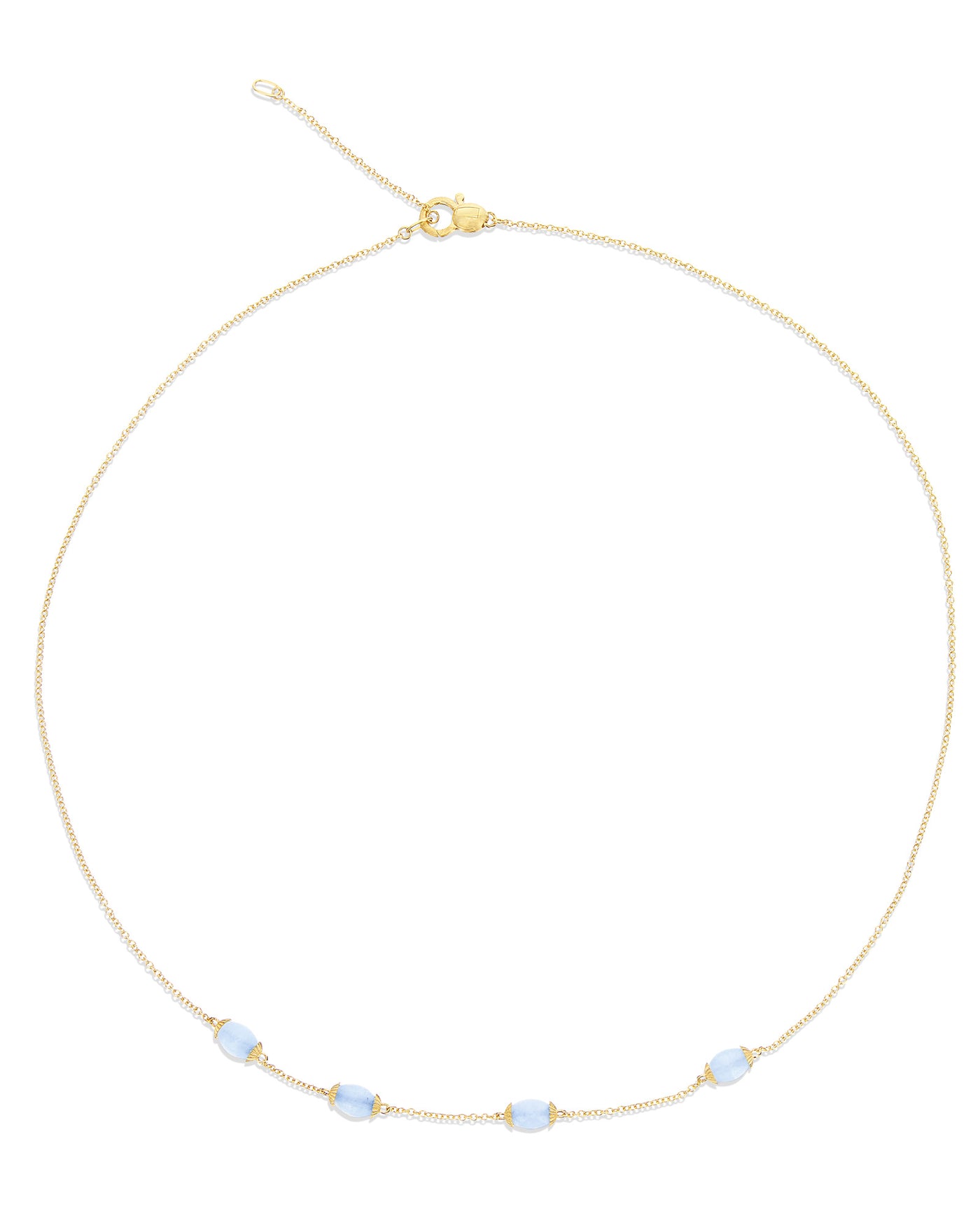 "azure" gold and milky aquamarine necklace