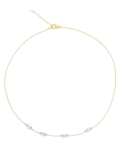 "azure" gold and milky aquamarine necklace