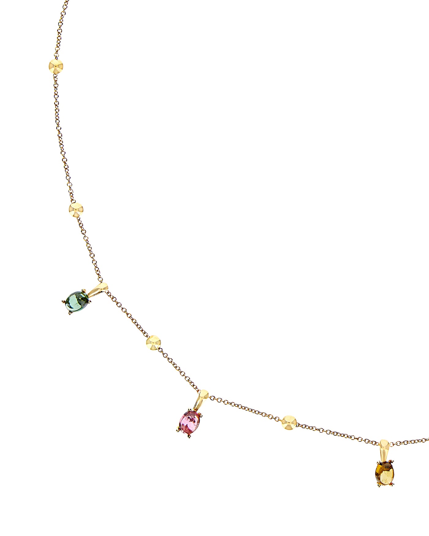 Collana girocollo "DANCING TOURMALINES" in oro e tormaline colorate