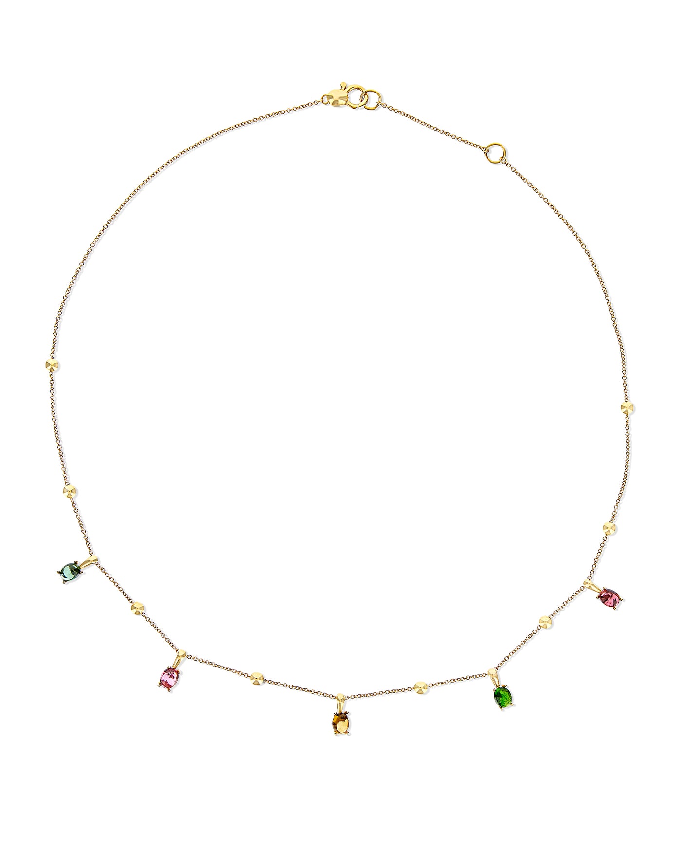 "tourmalines" gold and tourmaline colorful collar necklace 