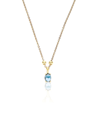 "azure" gold, diamonds and london blue topaz dainty tiny pendant