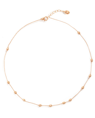 Collana girocollo "soffio" con boules in oro rosa