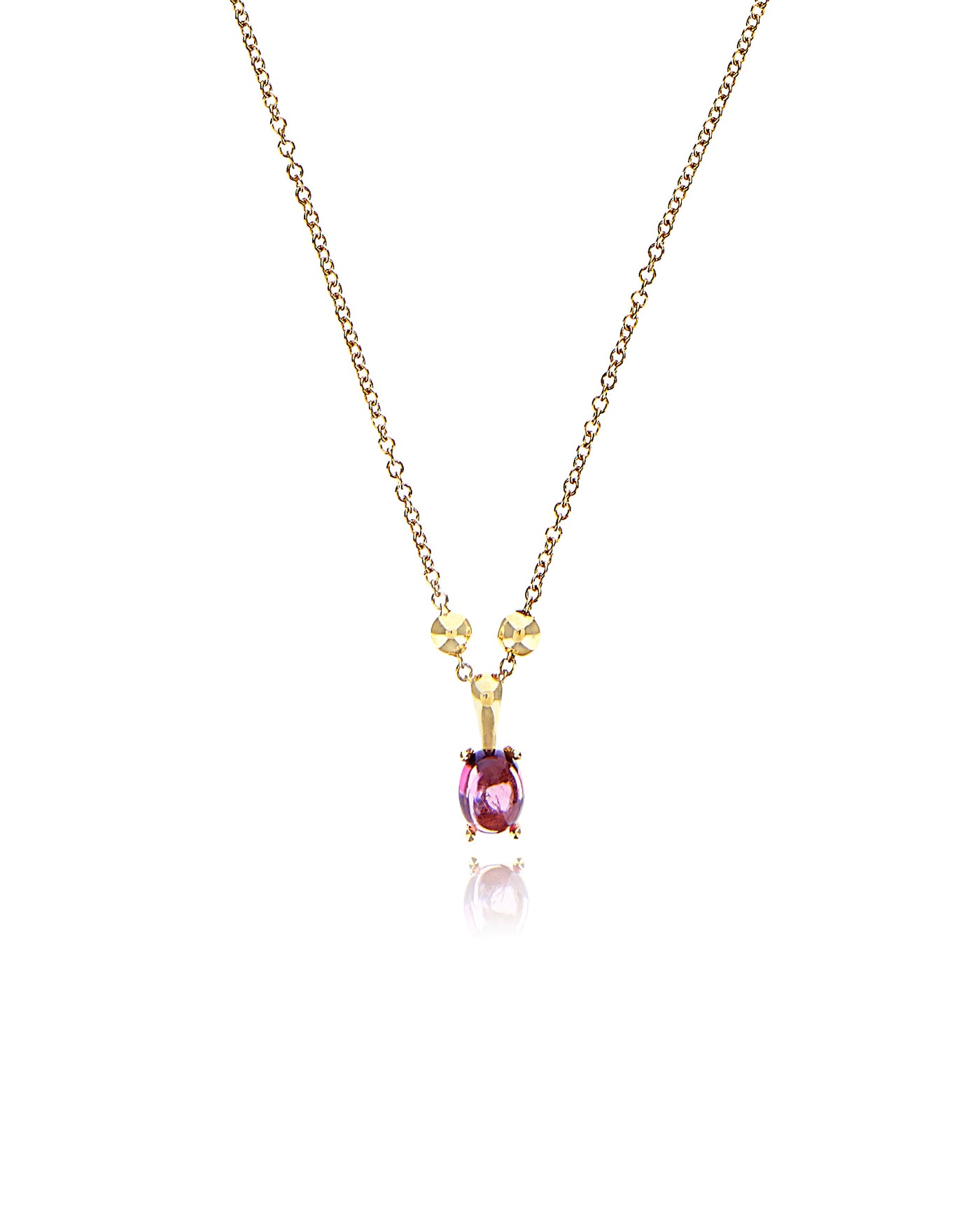 Collana "DANCING TOURMALINES" minimale con pendente in oro e tormalina rosa