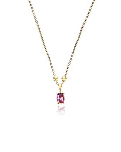 Collana "DANCING TOURMALINES" minimale con pendente in oro e tormalina rosa