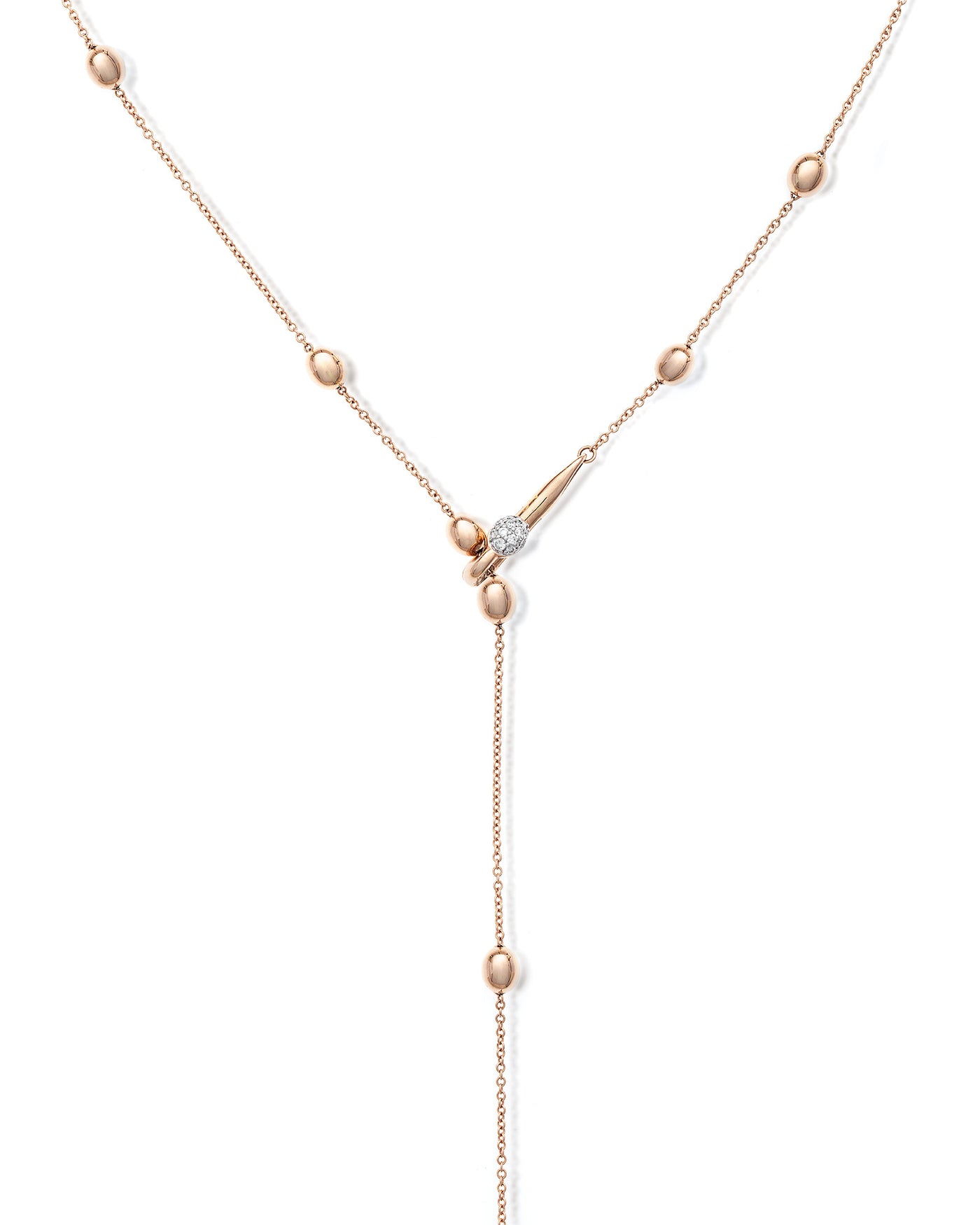 "soffio" rose gold and diamonds y necklace