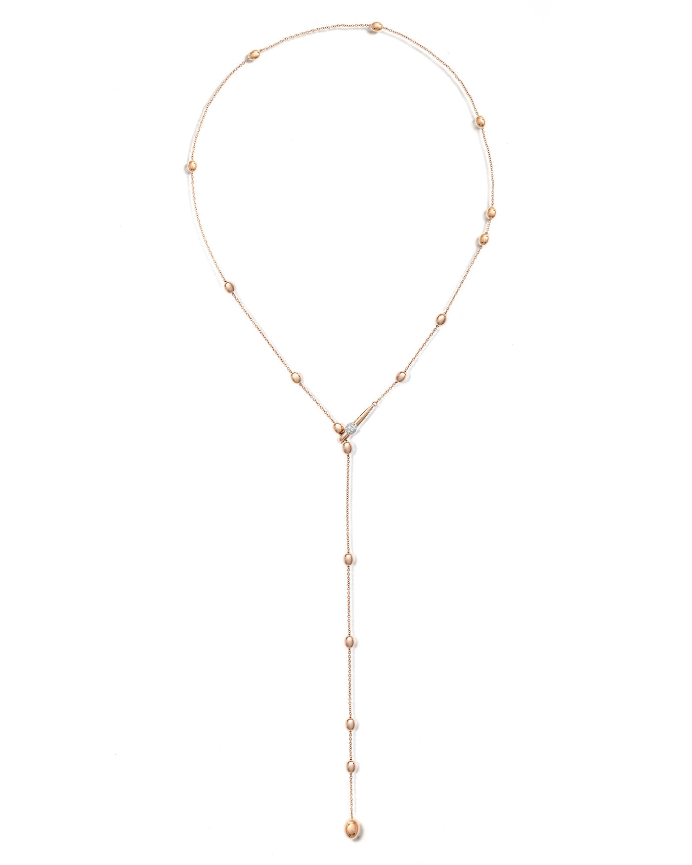 "soffio" rose gold and diamonds y necklace