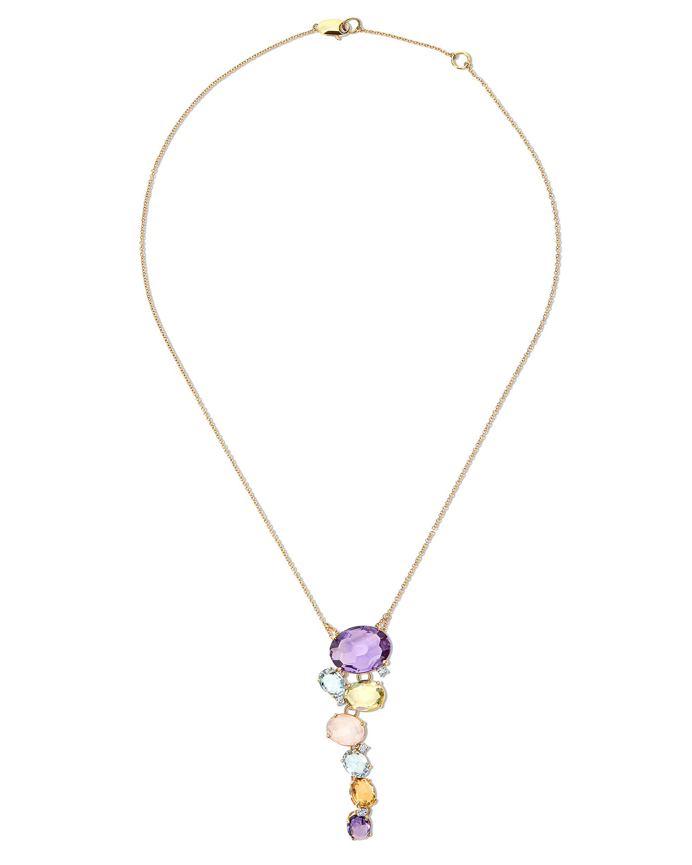 "ipanema" gold, amethyst, blue topaz, quartz and diamonds necklace 