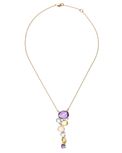 "ipanema" gold, amethyst, blue topaz, quartz and diamonds necklace