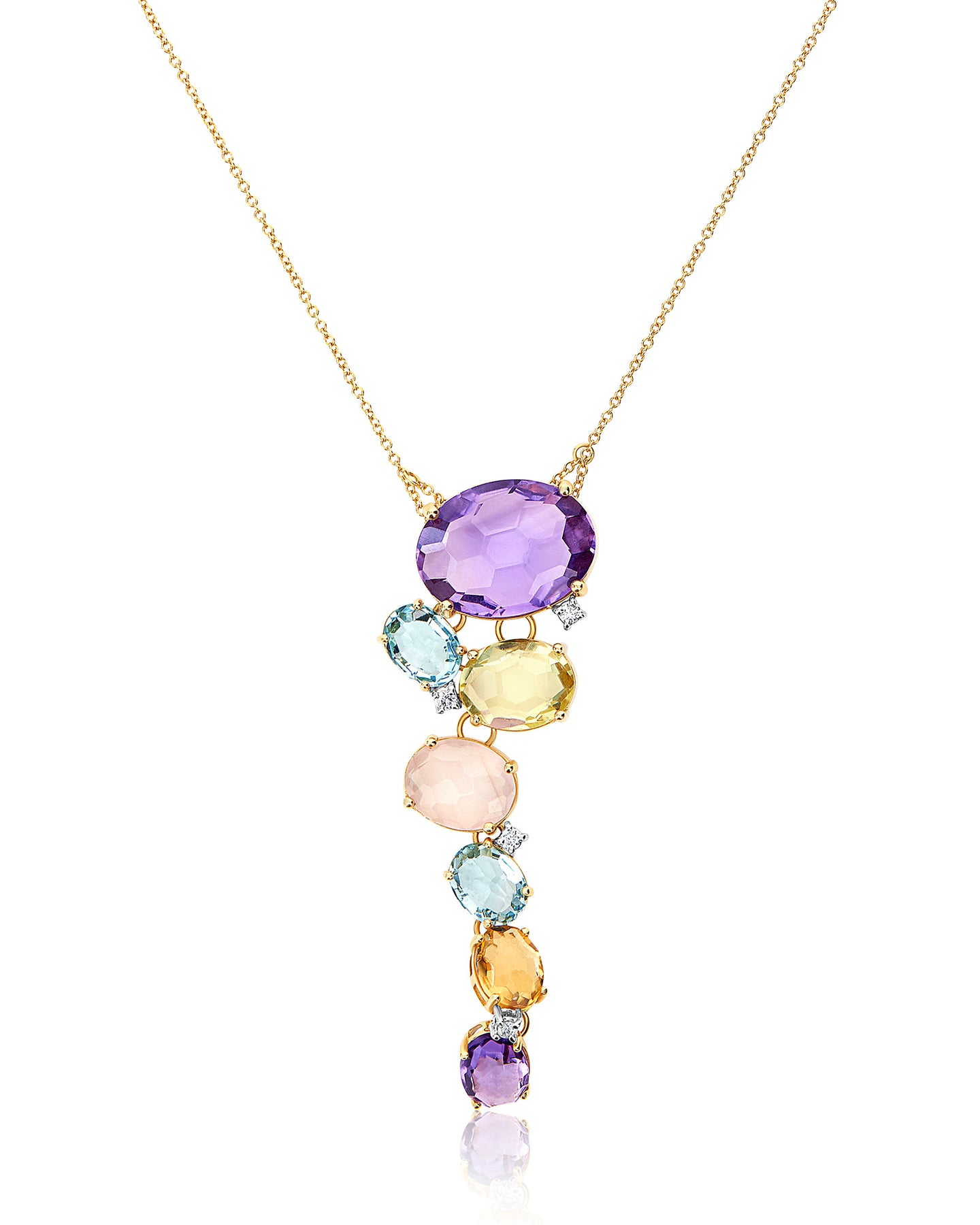 Nanis Collana "IPANEMA"con pendente in oro, ametista, topazio blu, quarzo e – Nanis Italian Jewels
