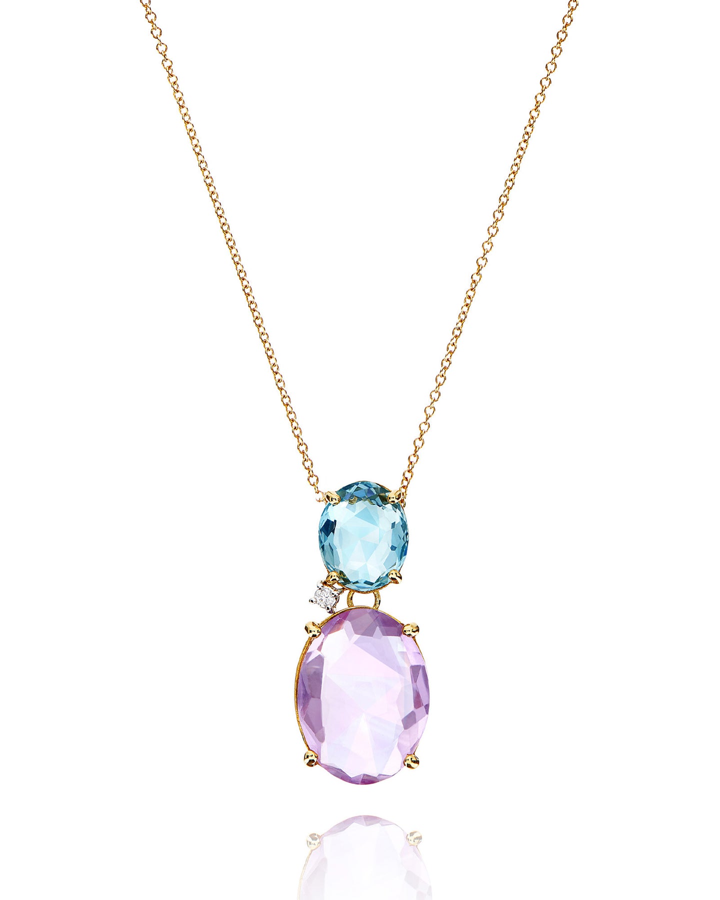 Nanis Collana "IPANEMA" in oro, ametista, topazio blu e dettaglio di diamant – Nanis Italian Jewels