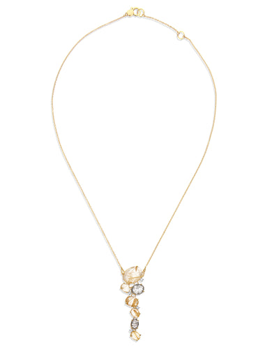 "ipanema" gold, grey and yellow rutilated quartz and diamonds pendant necklace 