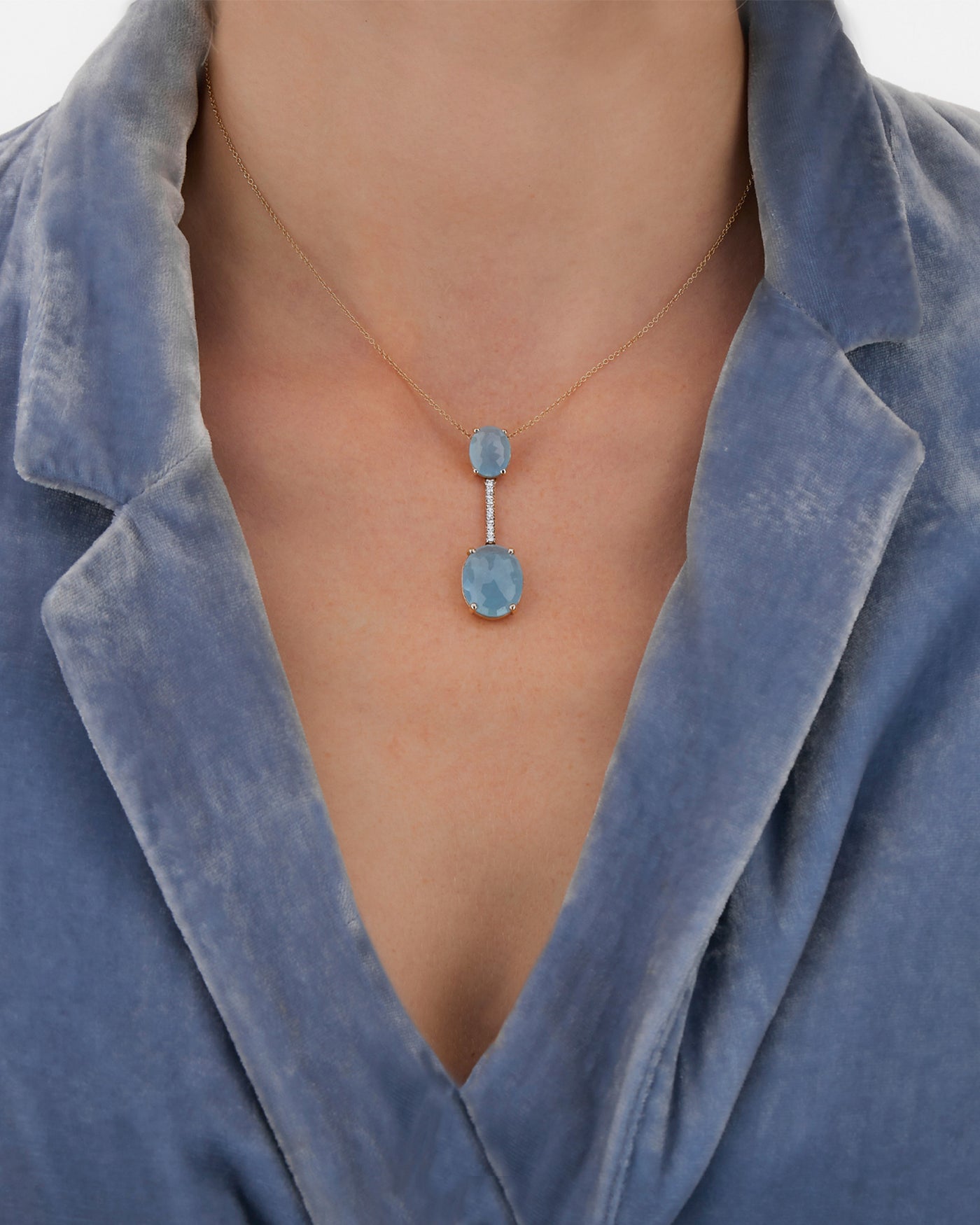 "ipanema" aquamarine, diamonds and 18kt gold bar necklace 