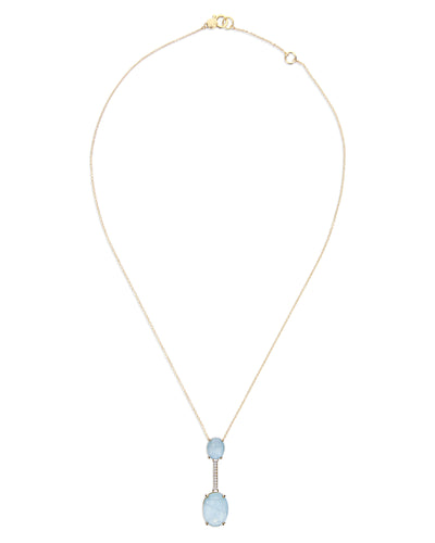 "ipanema" aquamarine, diamonds and 18kt gold bar necklace 