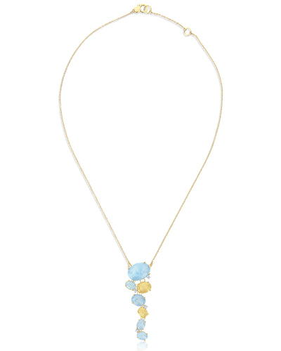 Halskette "IPANEMA" mit Boules aus Gold, Aquamarin und Diamanten