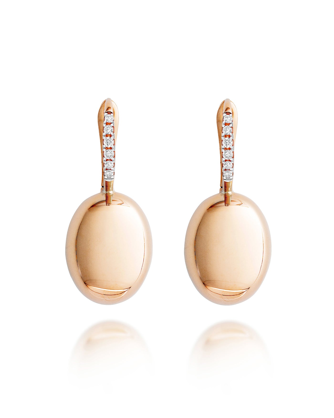 "ciliegine" rose gold boules and diamonds details earrings (medium)