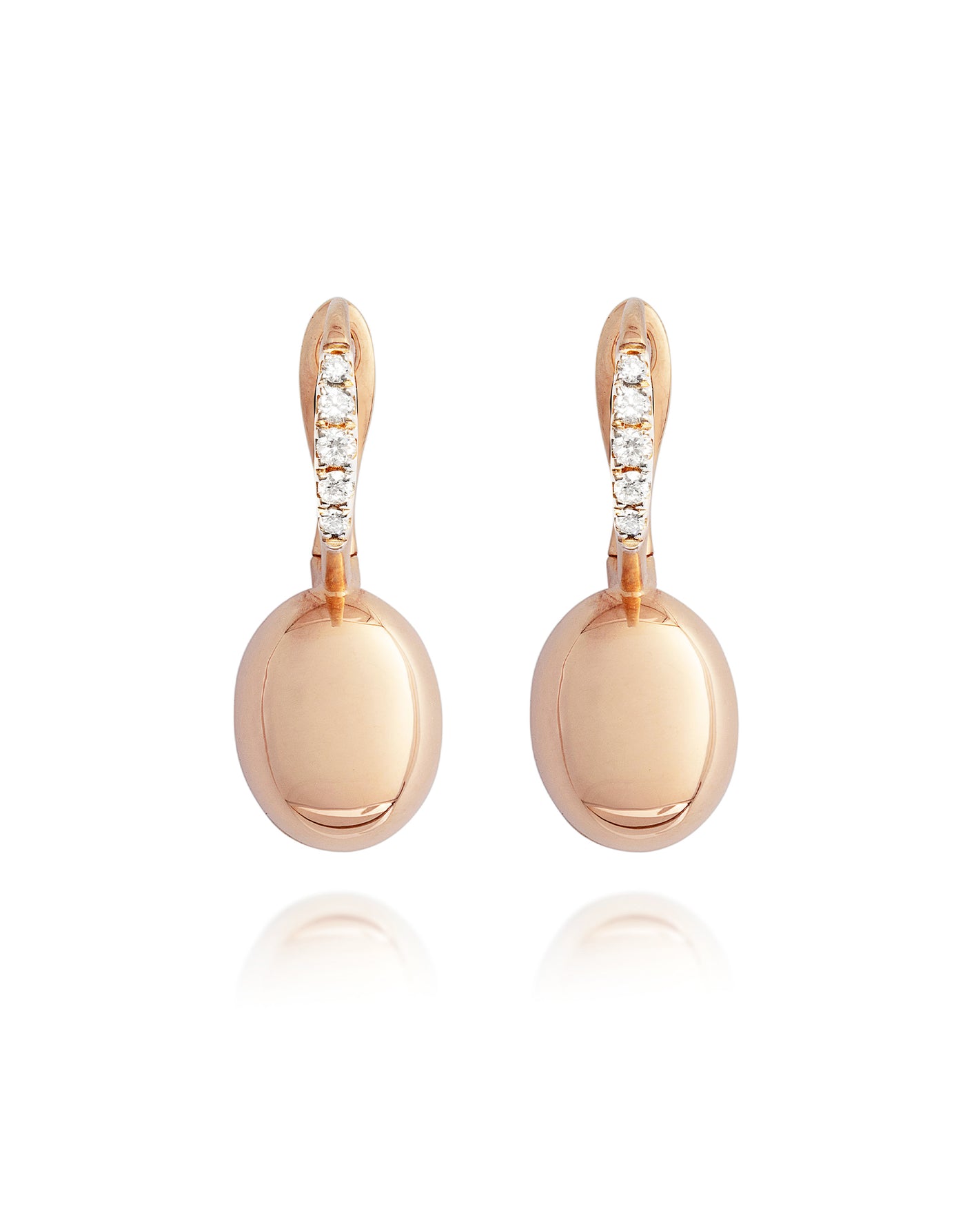 "ciliegine" rose gold boules and diamonds details earrings (small)