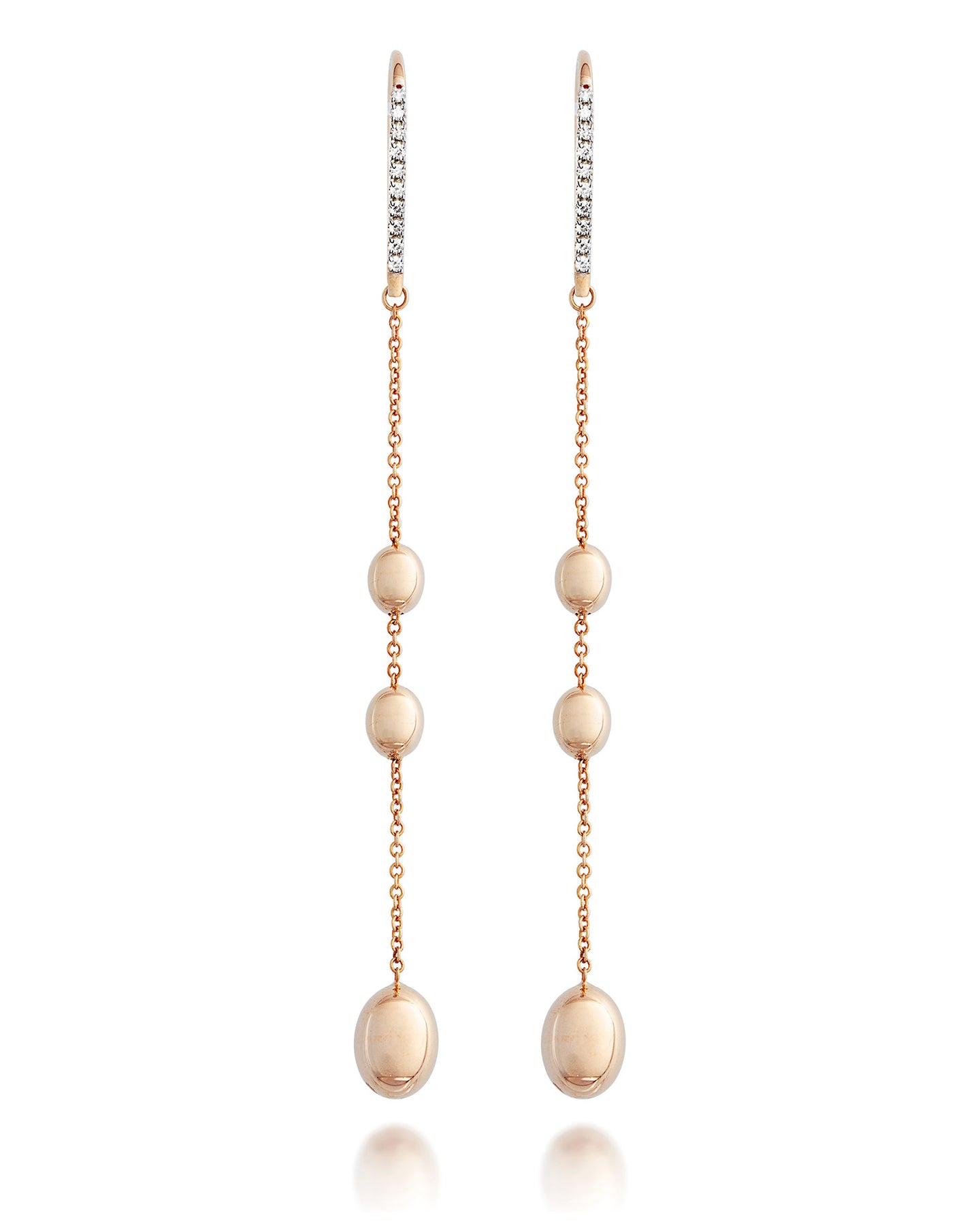 Nanis Orecchini "soffio" pendenti lunghi in oro rosa e diamanti – Nanis Italian Jewels