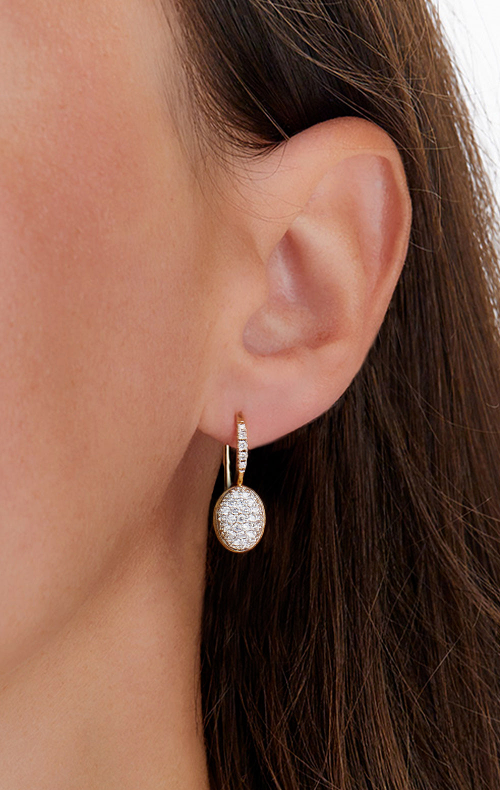 "ciliegine" gold and diamonds ball drop earrings (small)