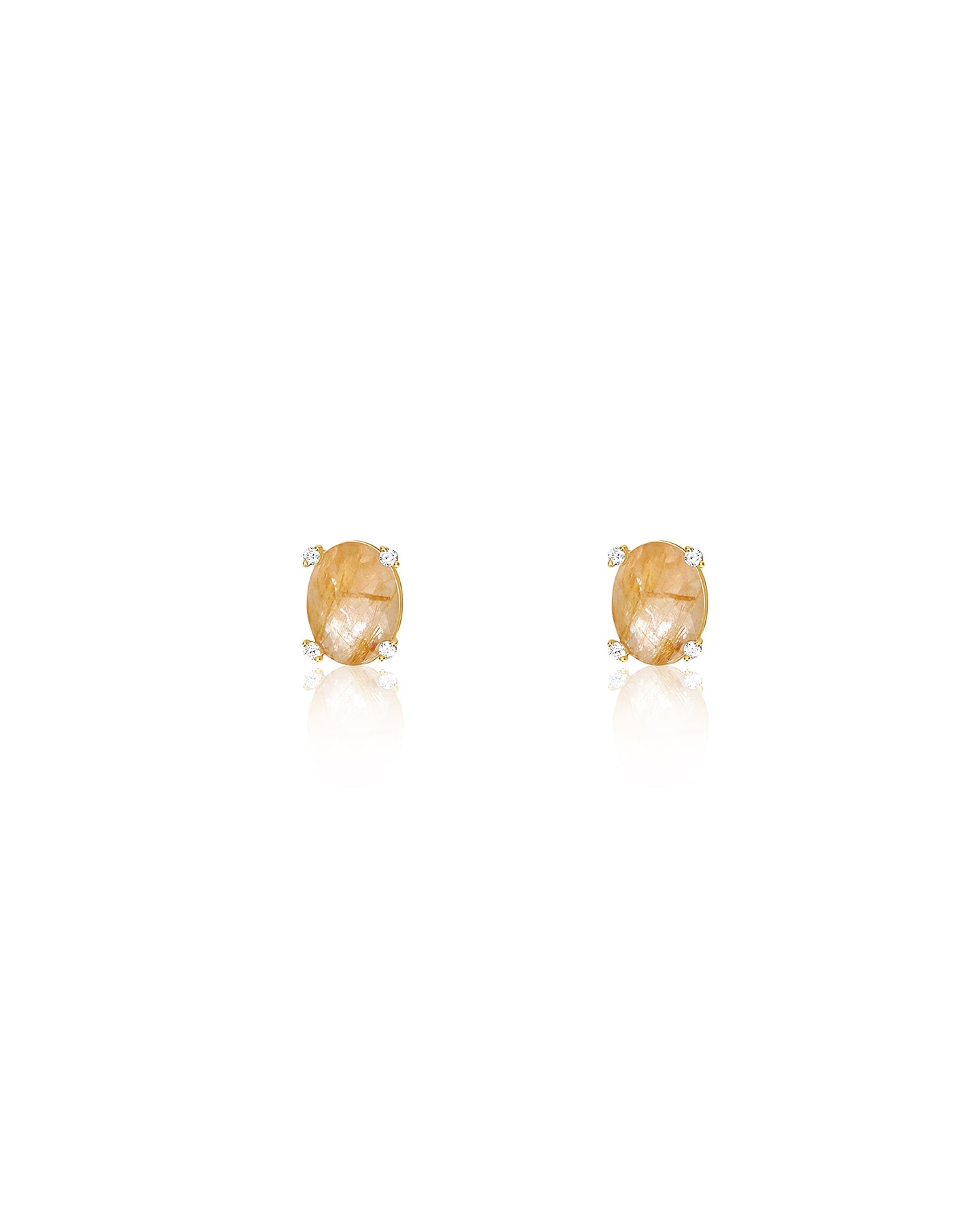 Nanis Orecchini a lobo "IPANEMA" in oro, quarzo rutilato giallo e dettagli d – Nanis Italian Jewels