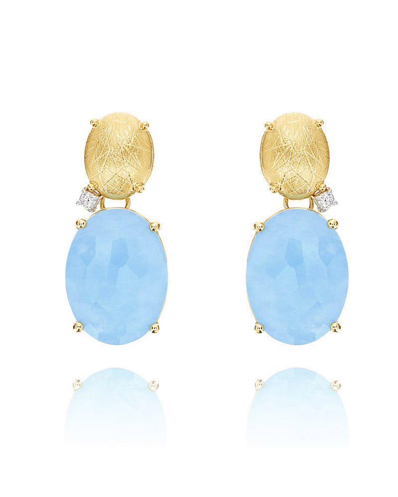 Nanis Orecchini "IPANEMA" con boules in oro, acquamarina e dettaglio di diam – Nanis Italian Jewels
